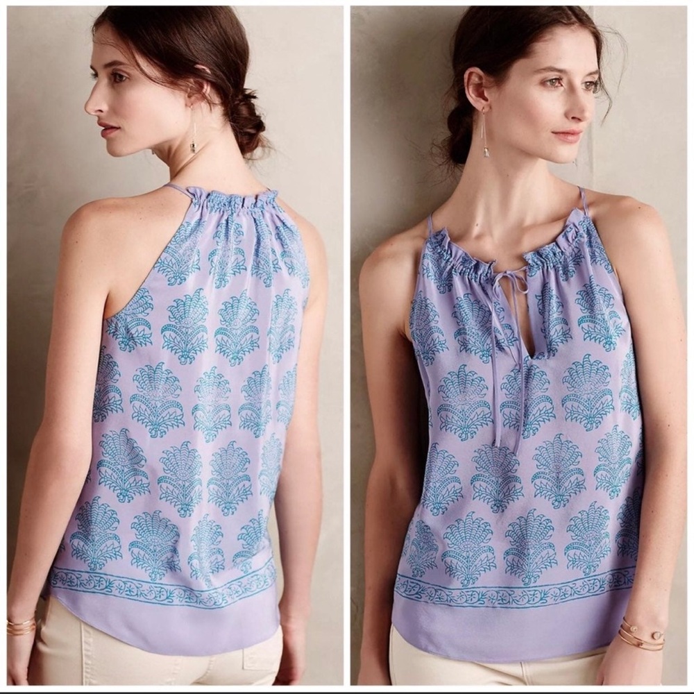 Anthropologie HD In Paris Purple Silk Top